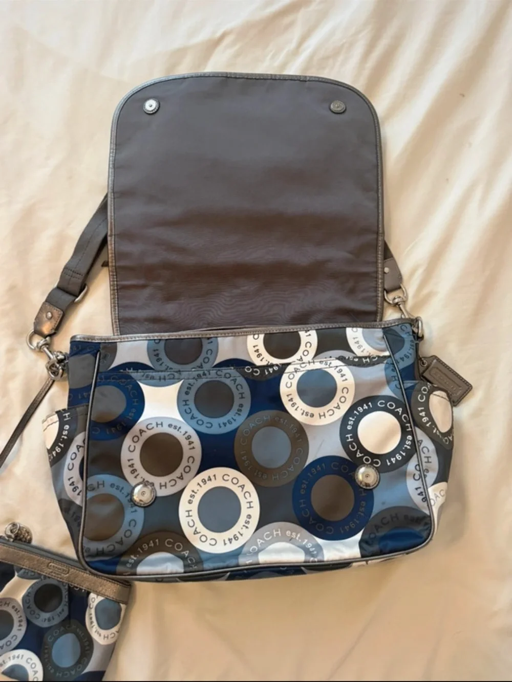 Coach | Signature Snaphead Blue Multifunction Baby Diaper Messenger Bag